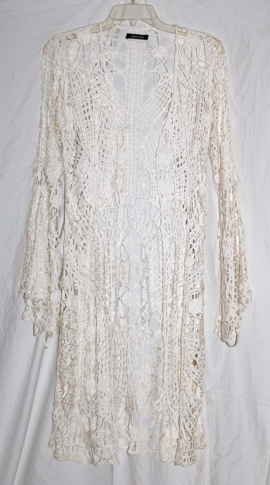 Dolce Cabo Ribbon Jacket Duster Style Open Weave White Medium