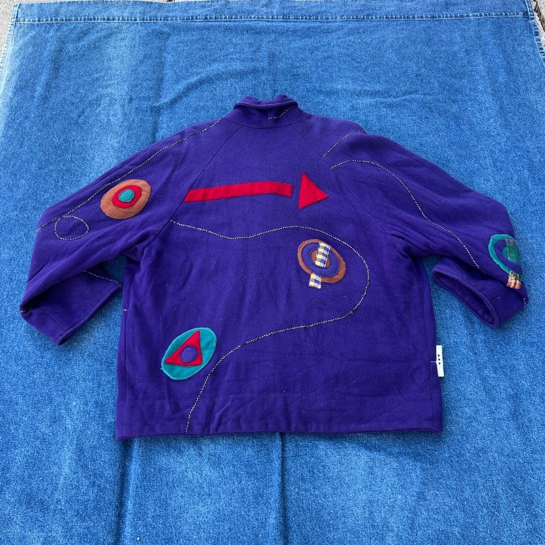 90s Canvasbacks abstract patchwork wool coat