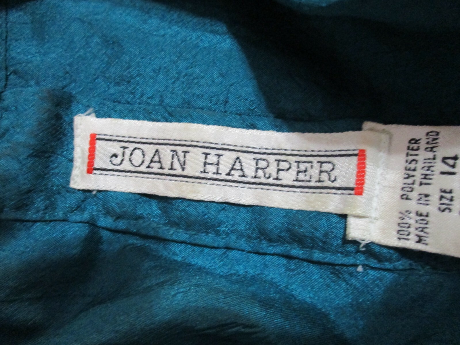 Vintage Joan Harper Shell Top Size 14 Textured Dark Teal Green