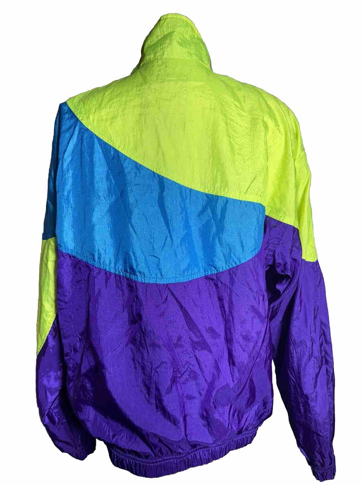 Vintage USA Olympics Neon Windbreaker Colorblock JC Penney Sz L Track Jacket