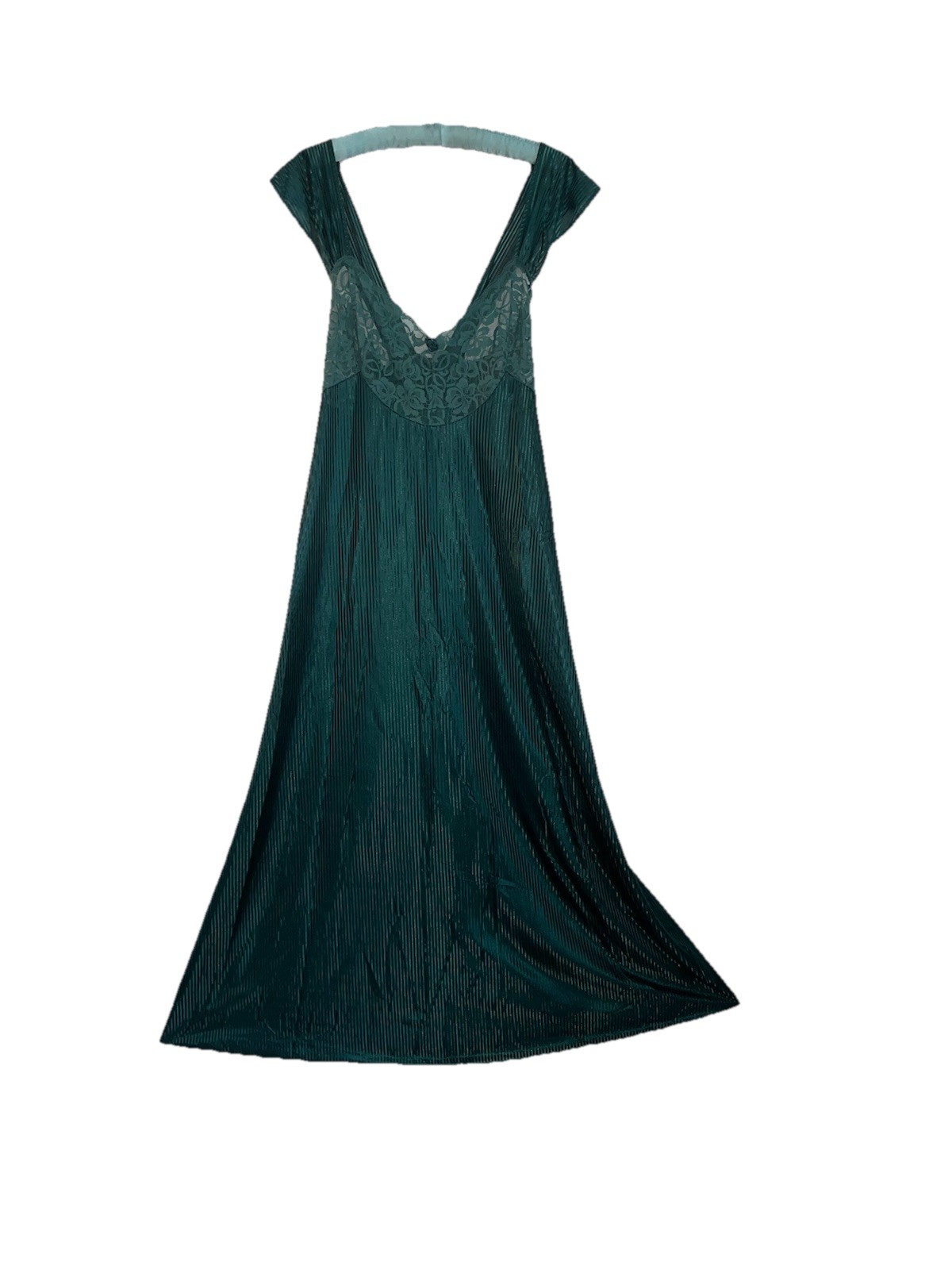 VTG Plus Size 2X Petra Fashions Emerald Green Nightgown CrissCross Back Illusion