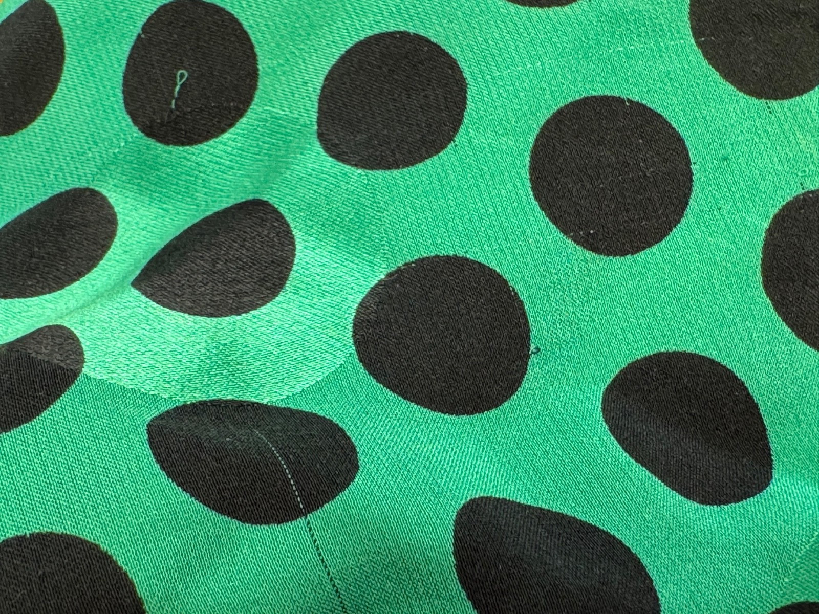 Vintage Emanuel Ungaro Ter silk green black polka dot dress size 6