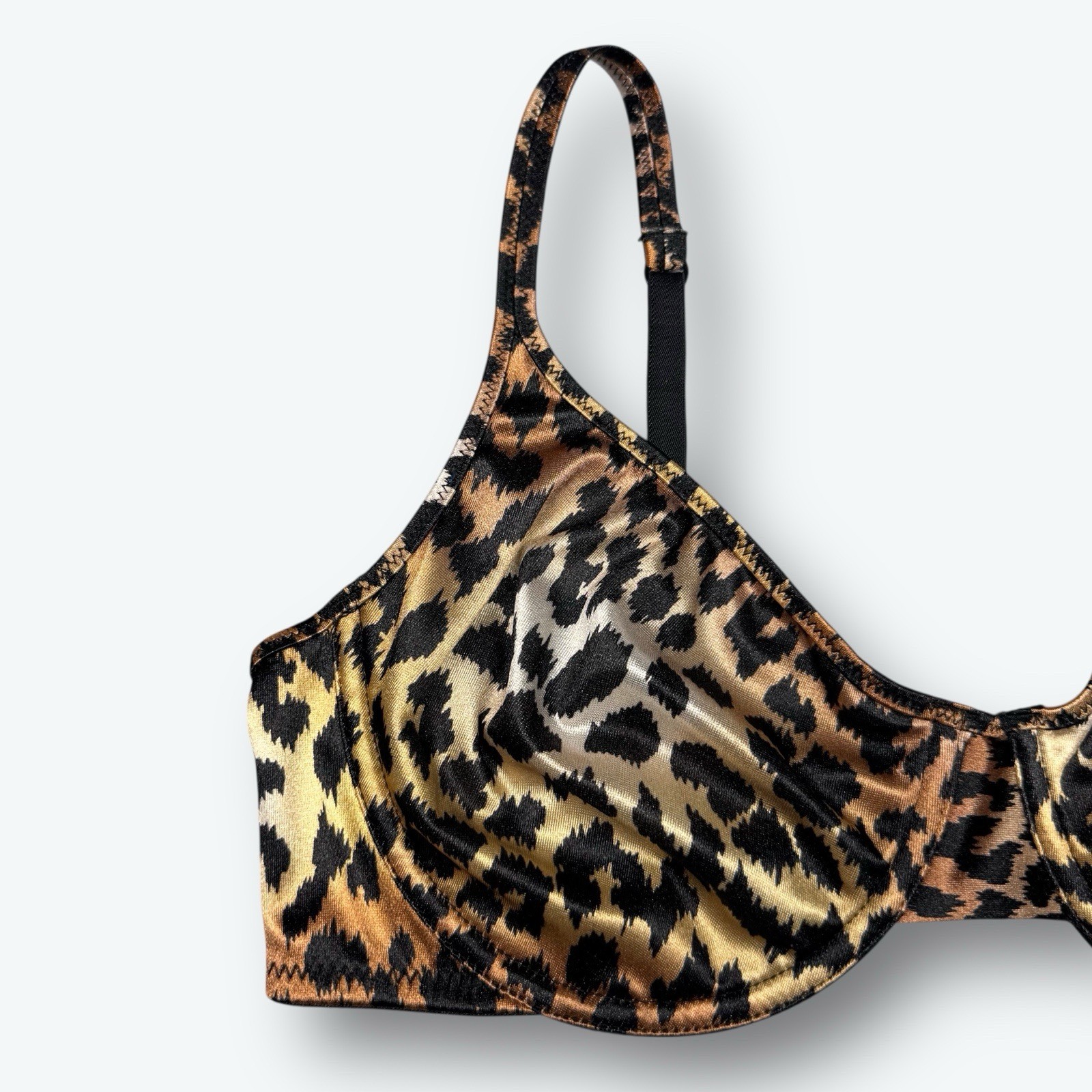 Second Skin Satin Bra Unlined Leopard Print 38DD