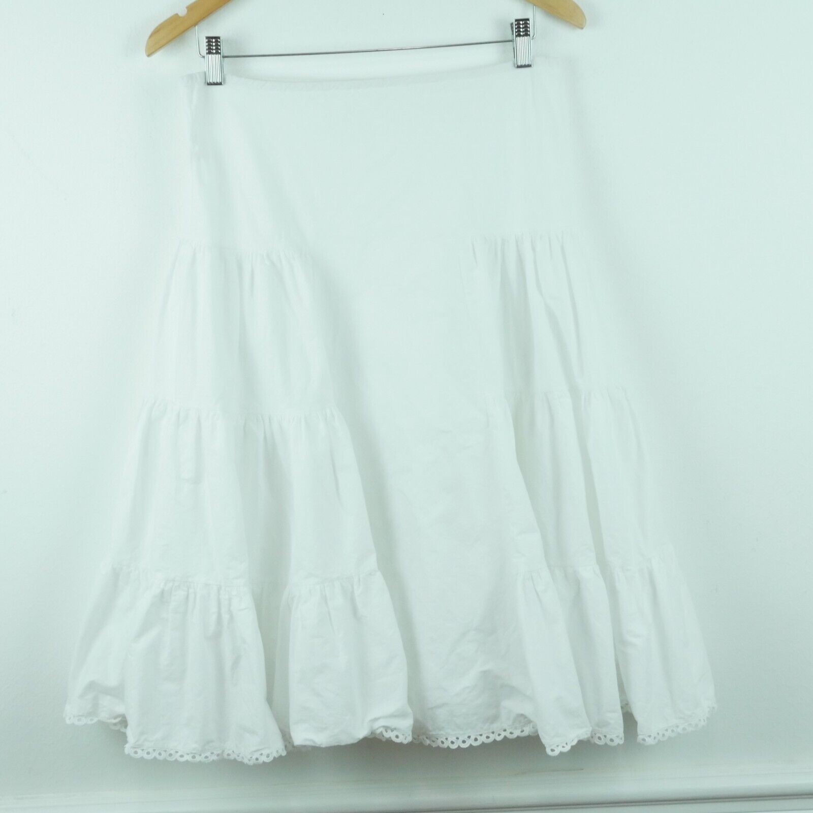 Vintage S M Pettiskirt White Tiered Ruffle Cottagecore Coquette Western Boho