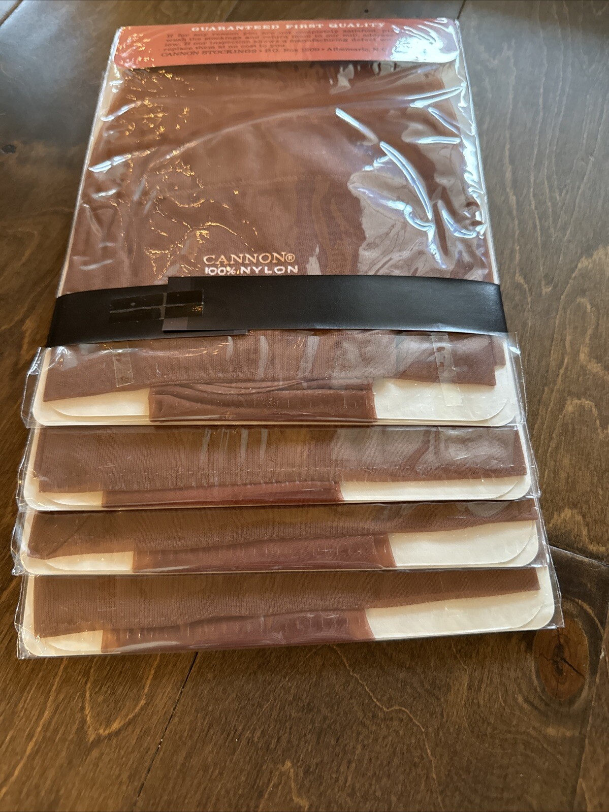Vintage CANNON Stretch Seamless Nylon Stockings Cinnamon 100% Hosiery 4 Pack