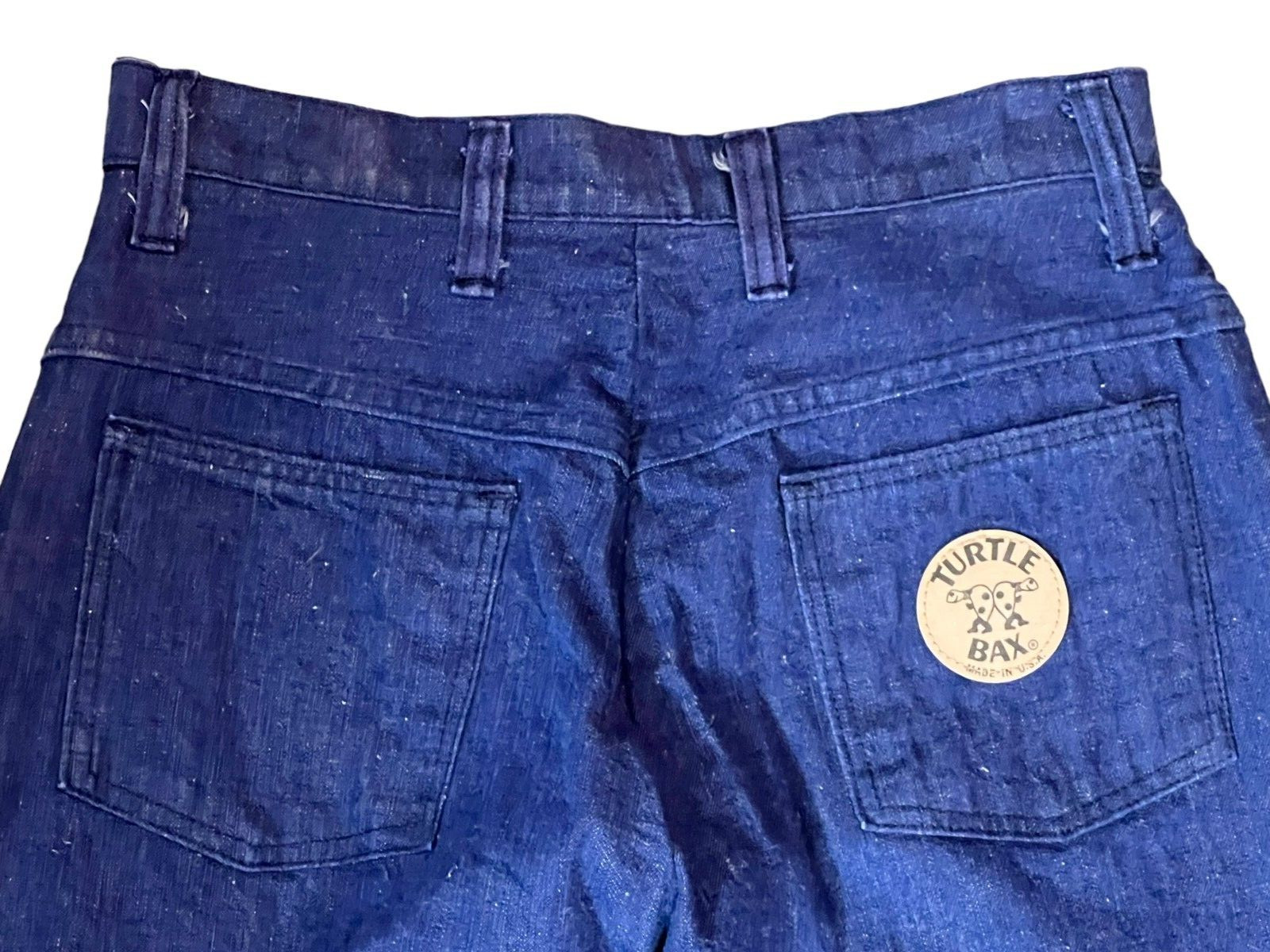 NOS VTG 70s Bell Bottom Jeans 28 High Waist x 31.5 DENIM BLUE Turtle Bax Pants