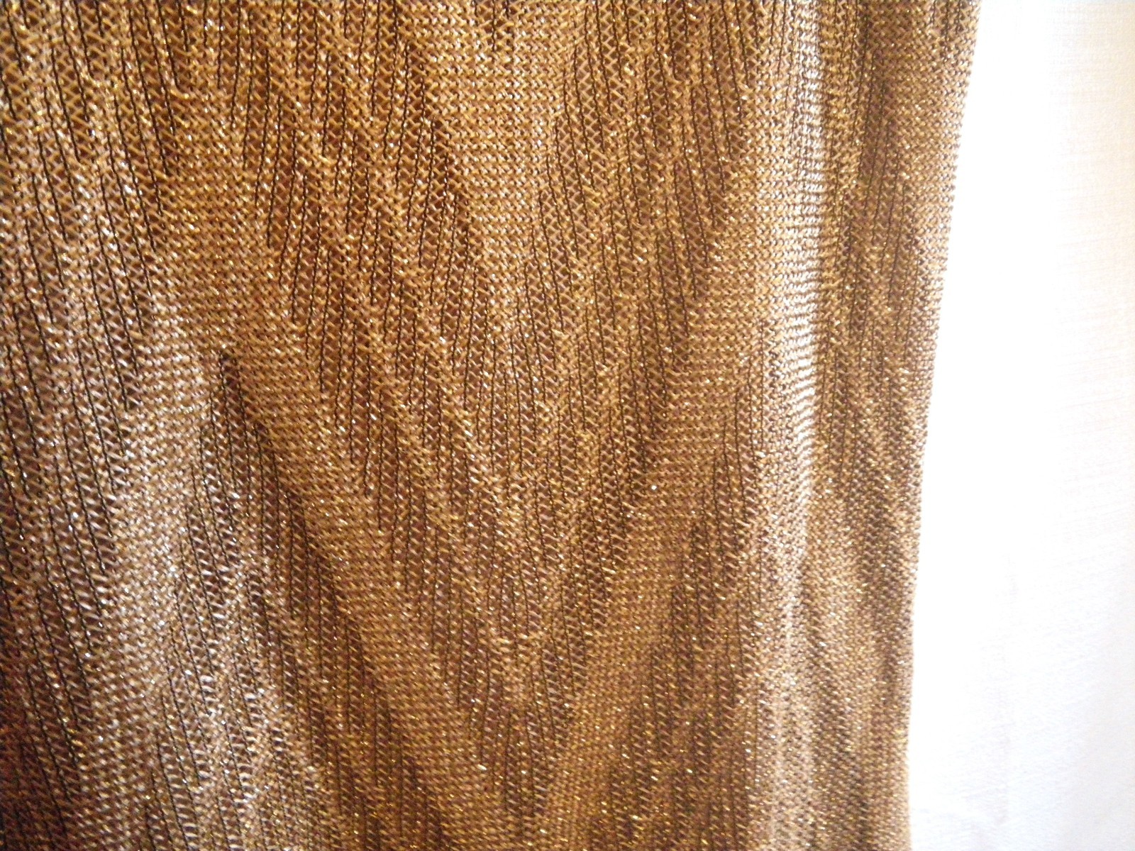 1920s Style Sleeveless Morningside Gold Knit Mesh Flapper Dress Fringe Size 12