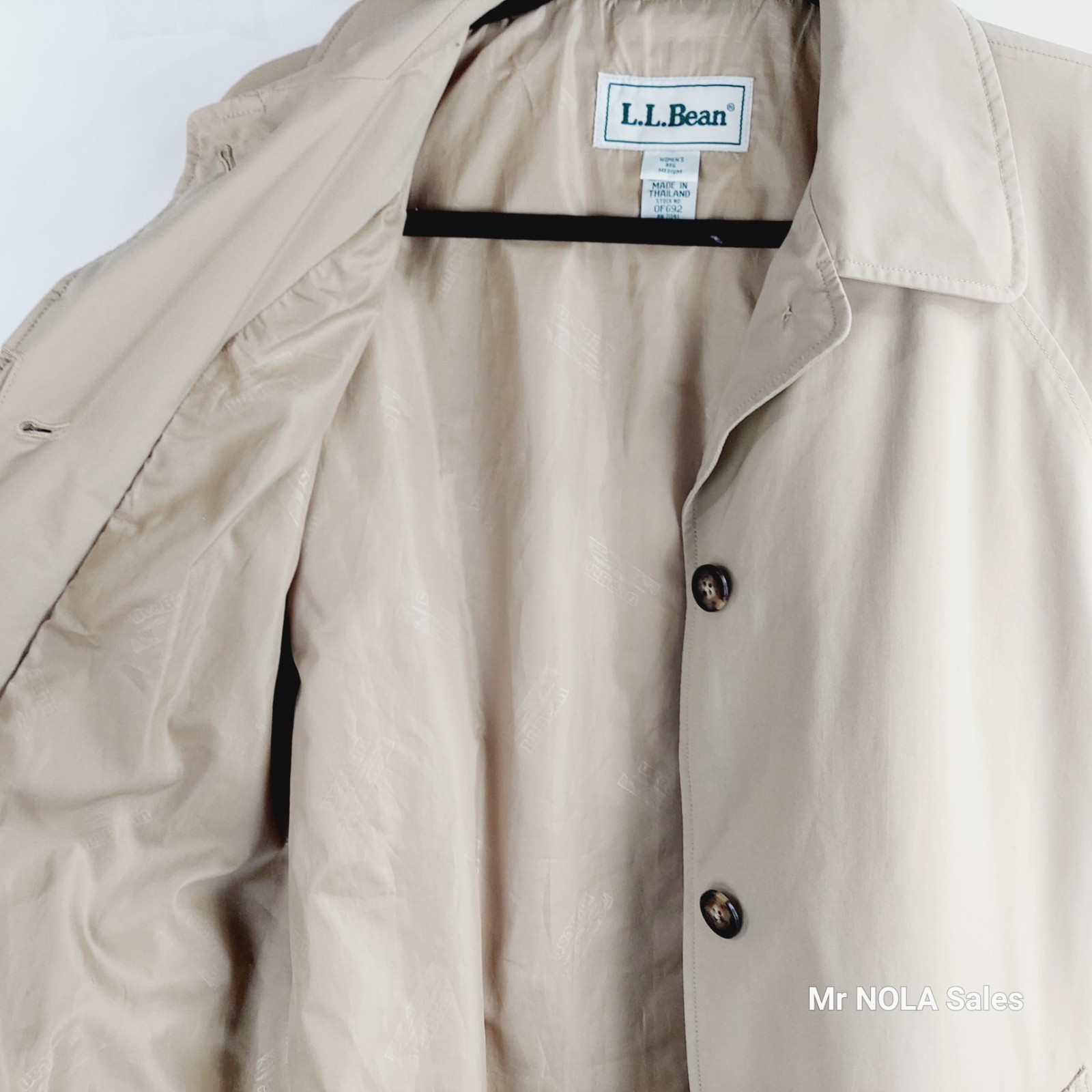 LL Bean Women&rsquo;s Medium Regular Gortex Beige Trench Coat Duster Hidden Buttons