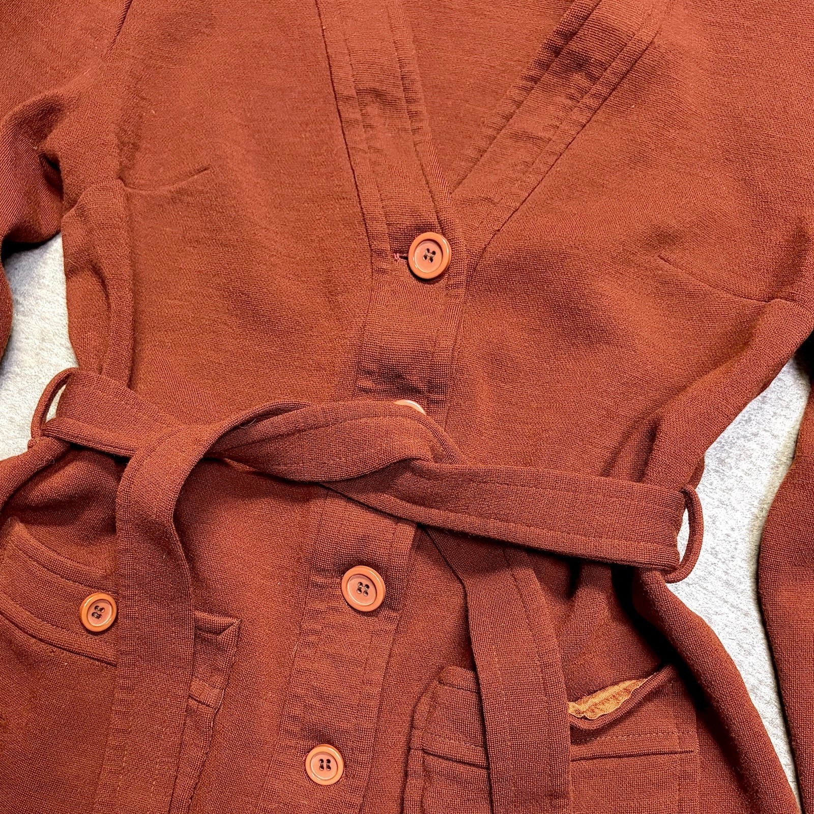 Vintage 70s Pendleton Pendleknit Virgin Wool Belted Cardigan Sweater USA Made