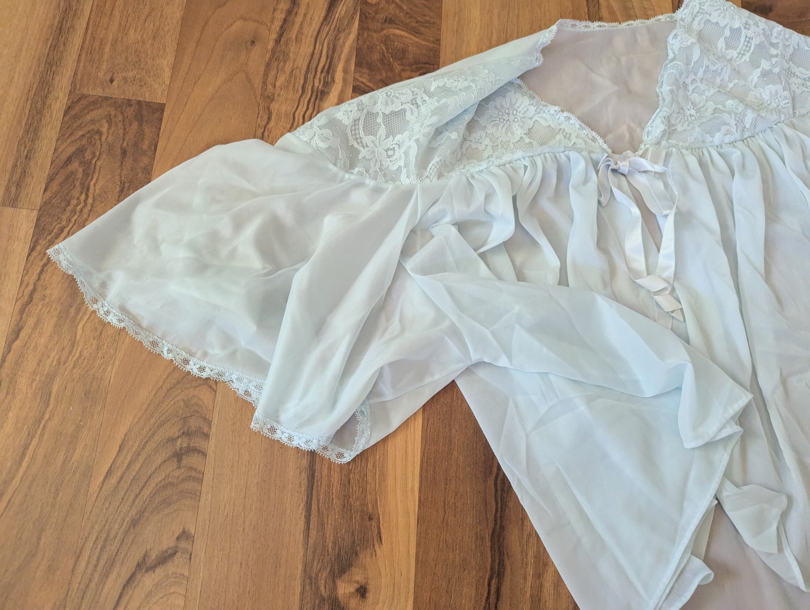 Vanity Fair Bed Jacket Sz M Babydoll Tricot Lace Feminine Fairy Core Vintage 60s