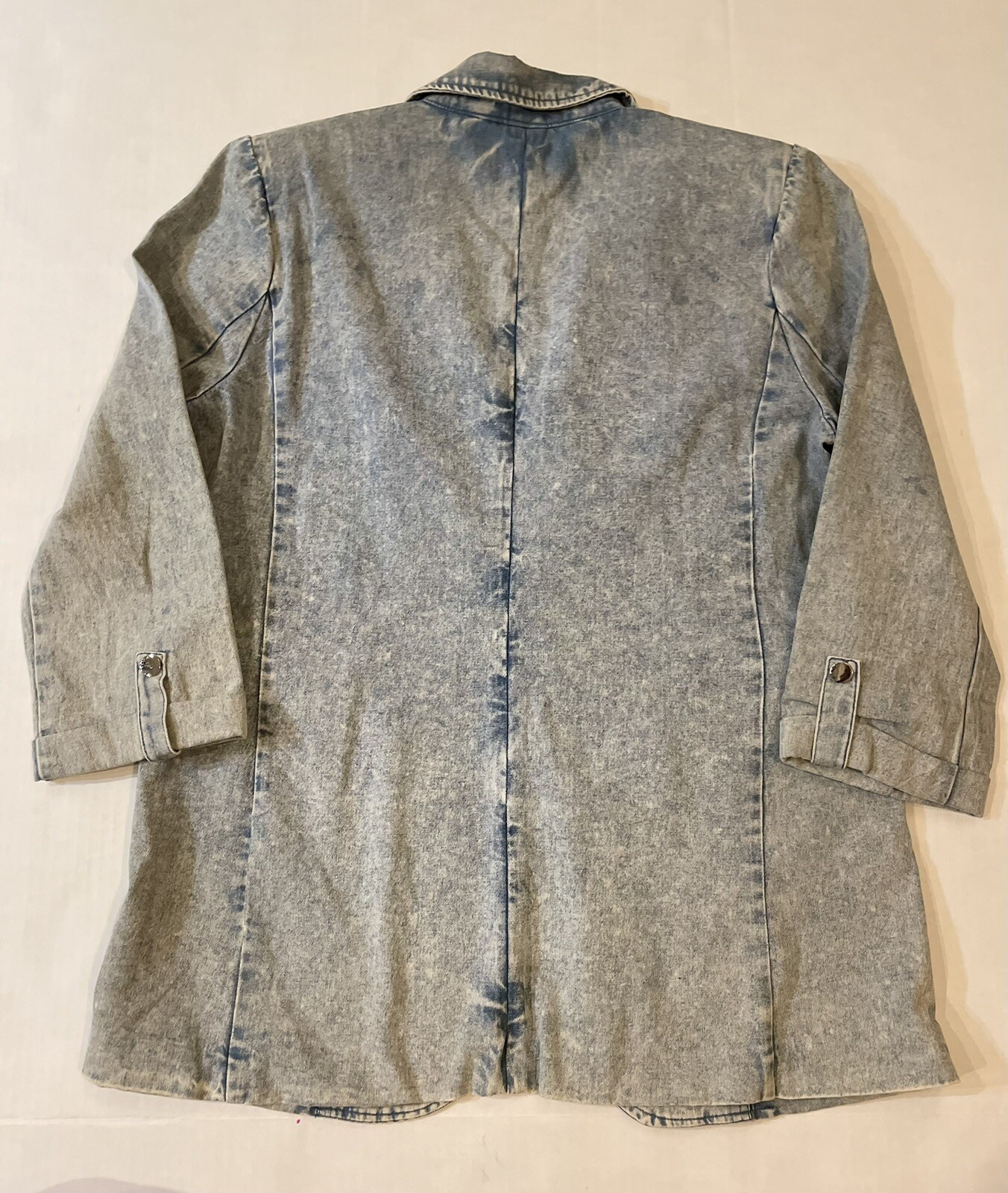 Entro Stretch Denim Stonewashed Blazer Size S Fitted Retro. 80s Fashion.