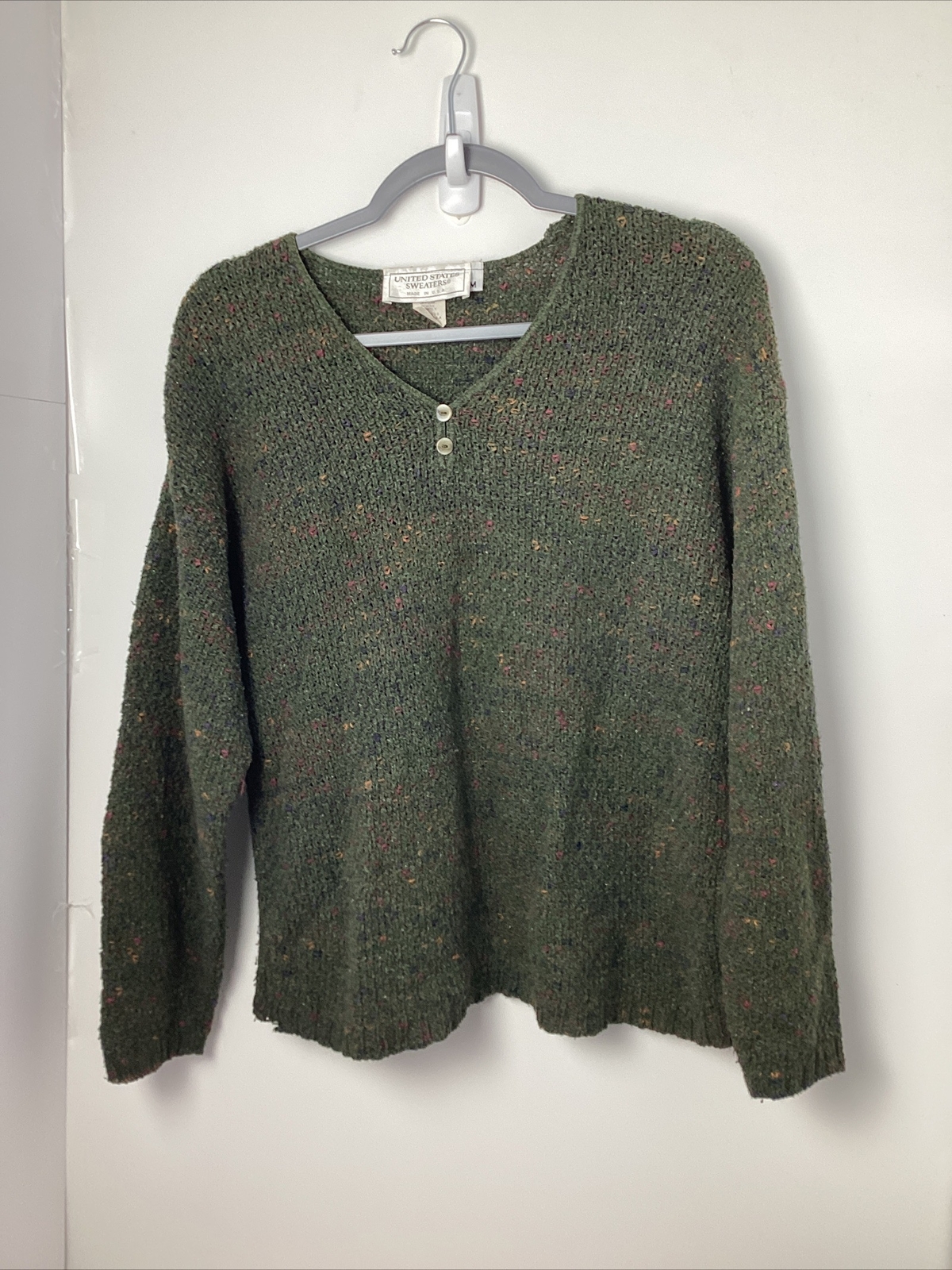 United States Sweaters Made In The USA Green/Multi Colored Oversized Sz M