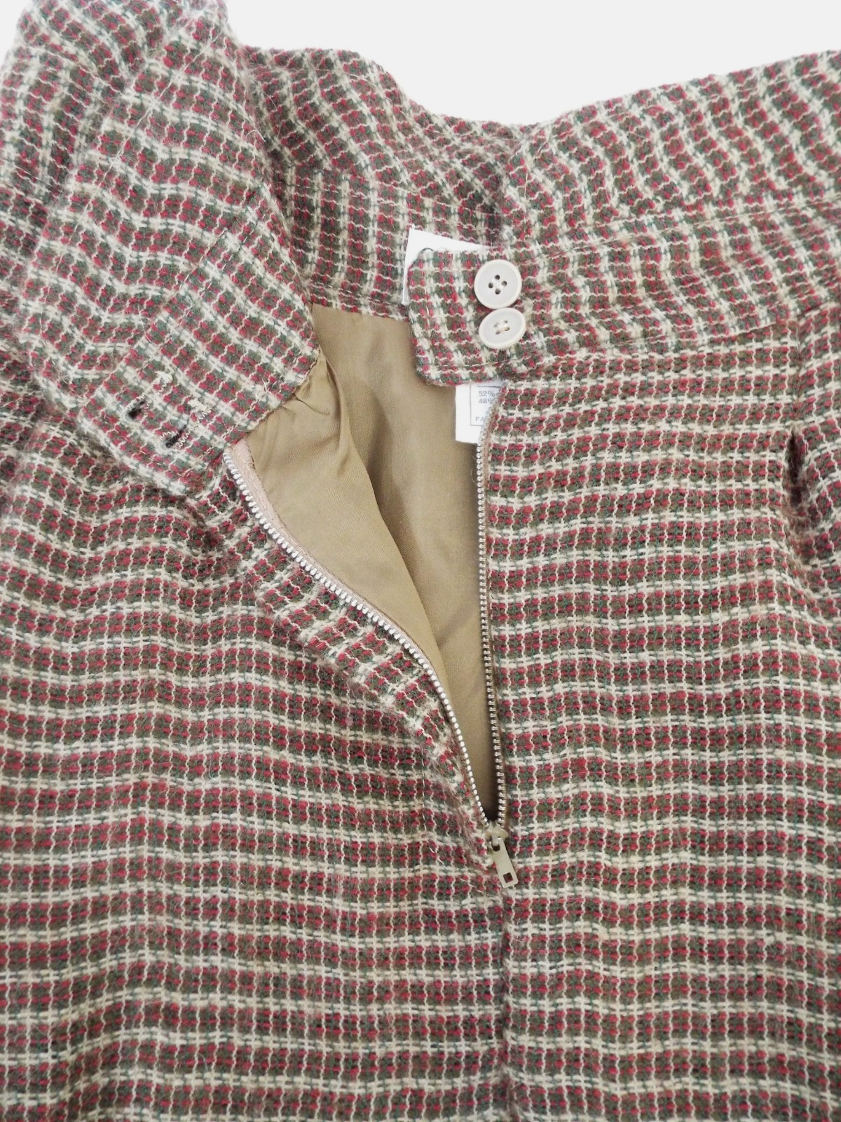 Vintage Giorgio Armani Brown Plaid Wool Blend Maxi Skirt 44 Fold Down Waist