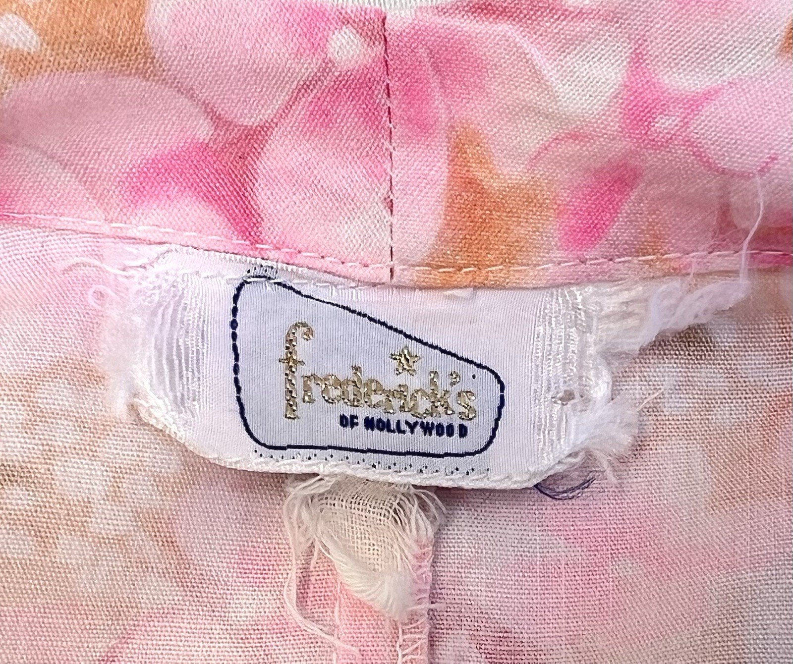 50s 60s Glamour Hostess Gown Floral Cotton Dogwood Print Fredericks of Hollywood