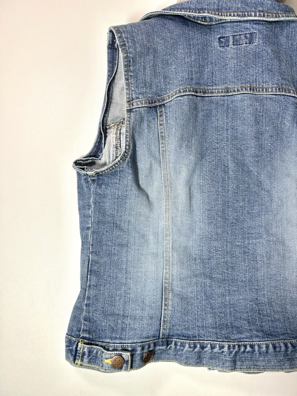 PLUGG Hooded Sweatshirt / Denim Layer Vest Size L Vintage Button Zip