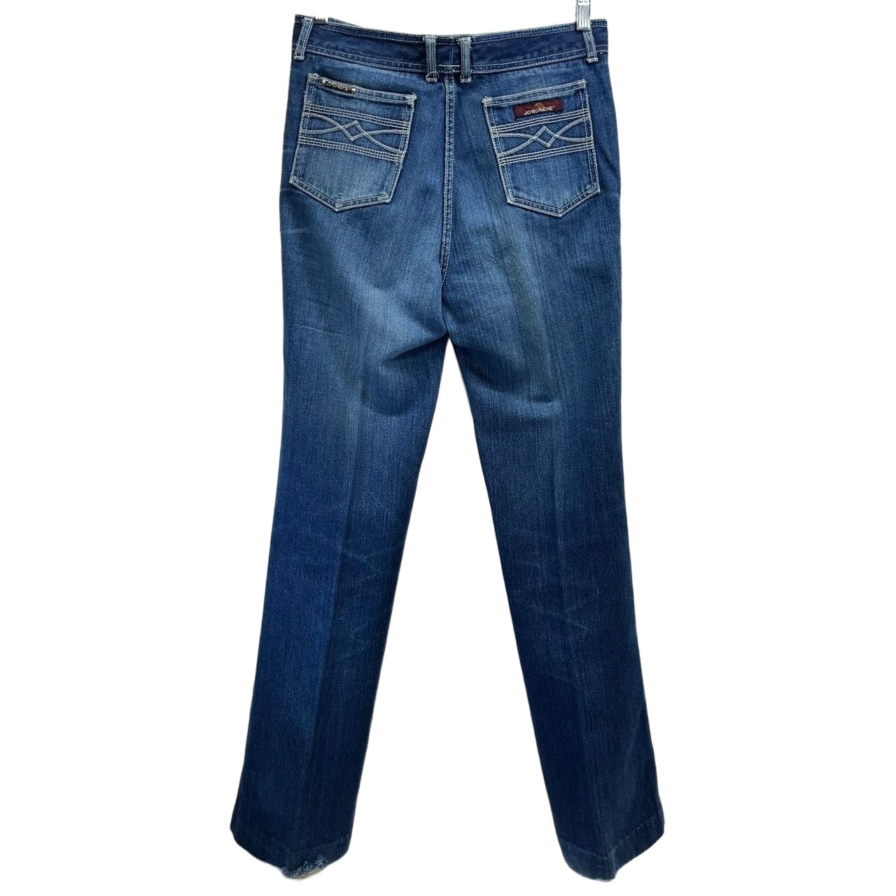 Vintage Jordache Women&rsquo;s Blue Denim Straight Bootcut Frayed Hem Jeans 32 L