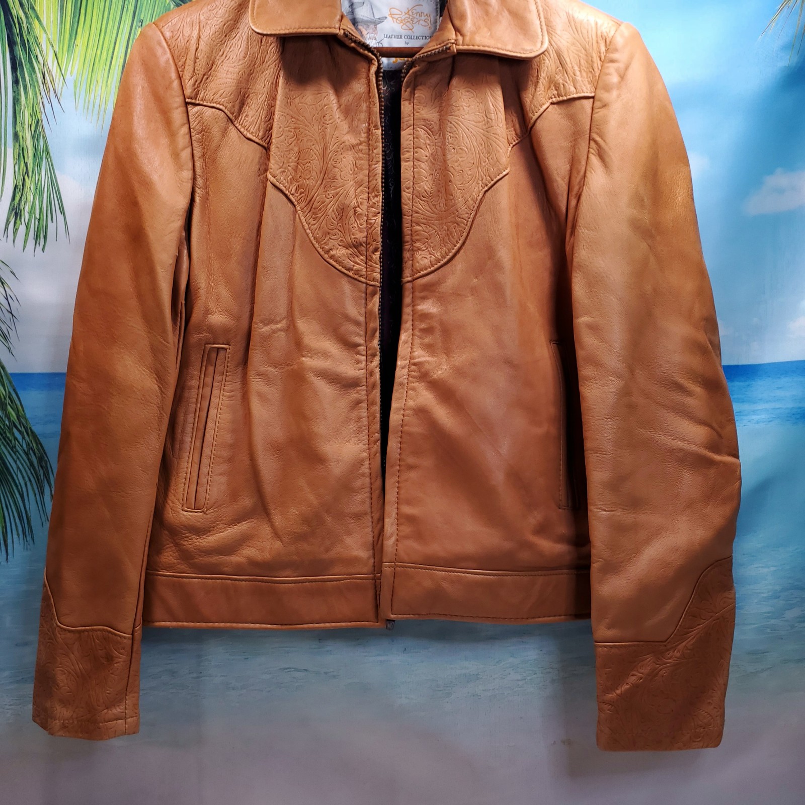 VTG Kenny Rogers Leather Jacket Western Lambskin Women Size 12 USA made Schott