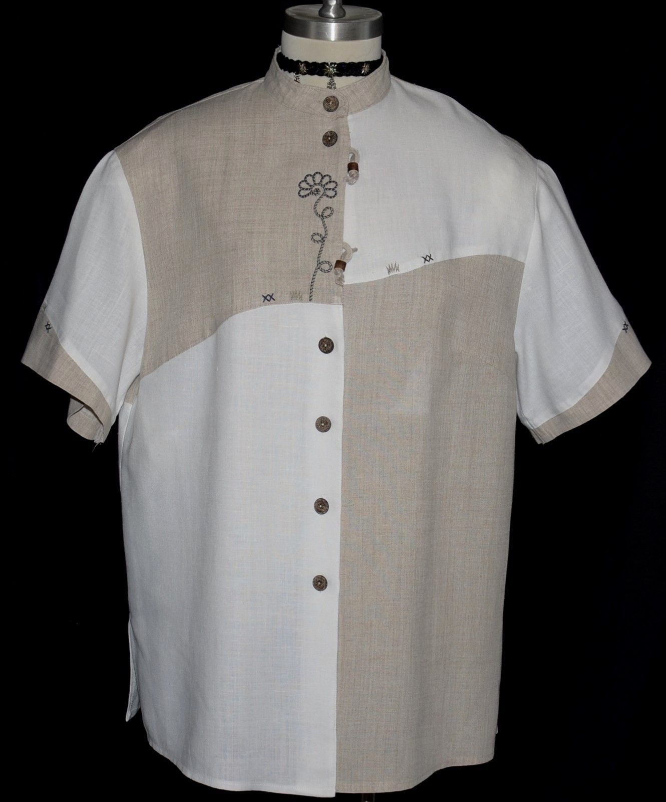 WHITE & BEIGE German Dirndl Dress Suit Western Skirt BLOUSE Top 46/B48&Prime;/20 XL
