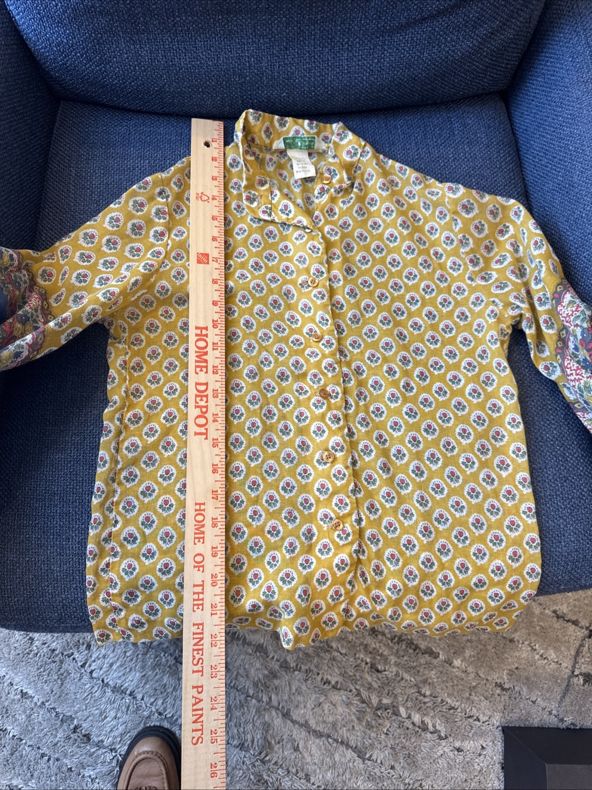 Vintage Sears JR Bazaar 35% Cotton Polyester Button-Down Shirt Size 7 (xs)