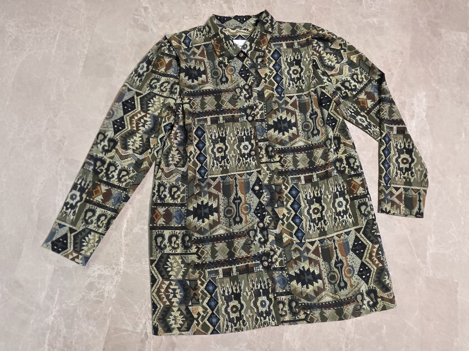 90s VTG Florentine Grandmacore Button Up Aztec Tribal