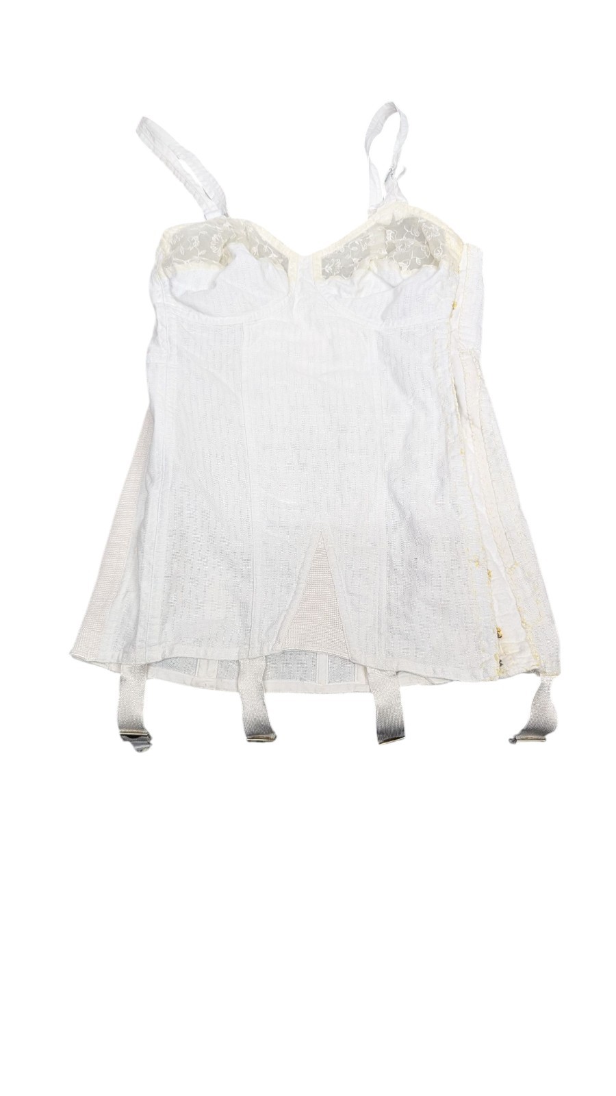 VTG 1950s USA Sears Charmode White Twin-Flex Boned Corset Girdle Altered Read O