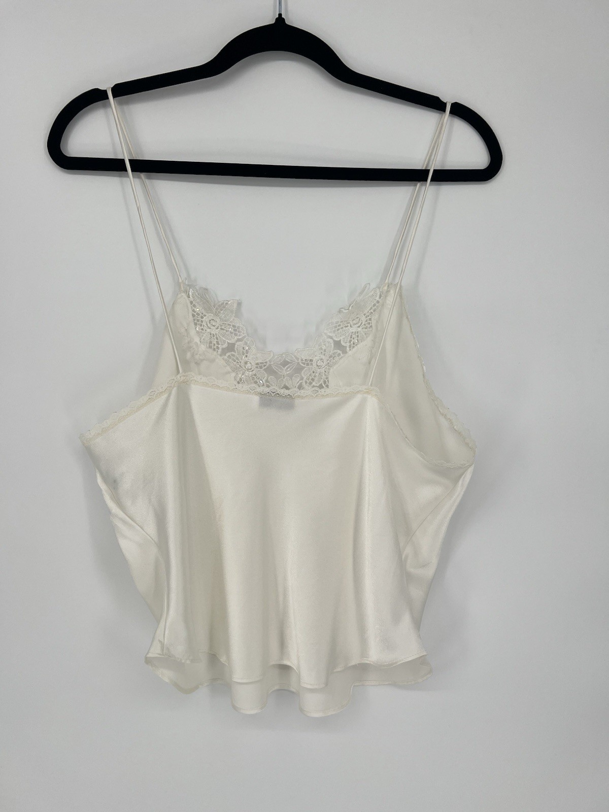 Pollinaise Sequin Faux Pearl Lace Satin Camisole Women’s L
