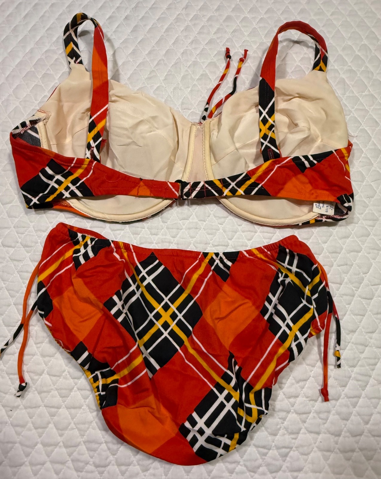 VINTAGE Bali Swim 60’s/70’s Abstract Graphic Bikini 38 DD/Large Union Made USA
