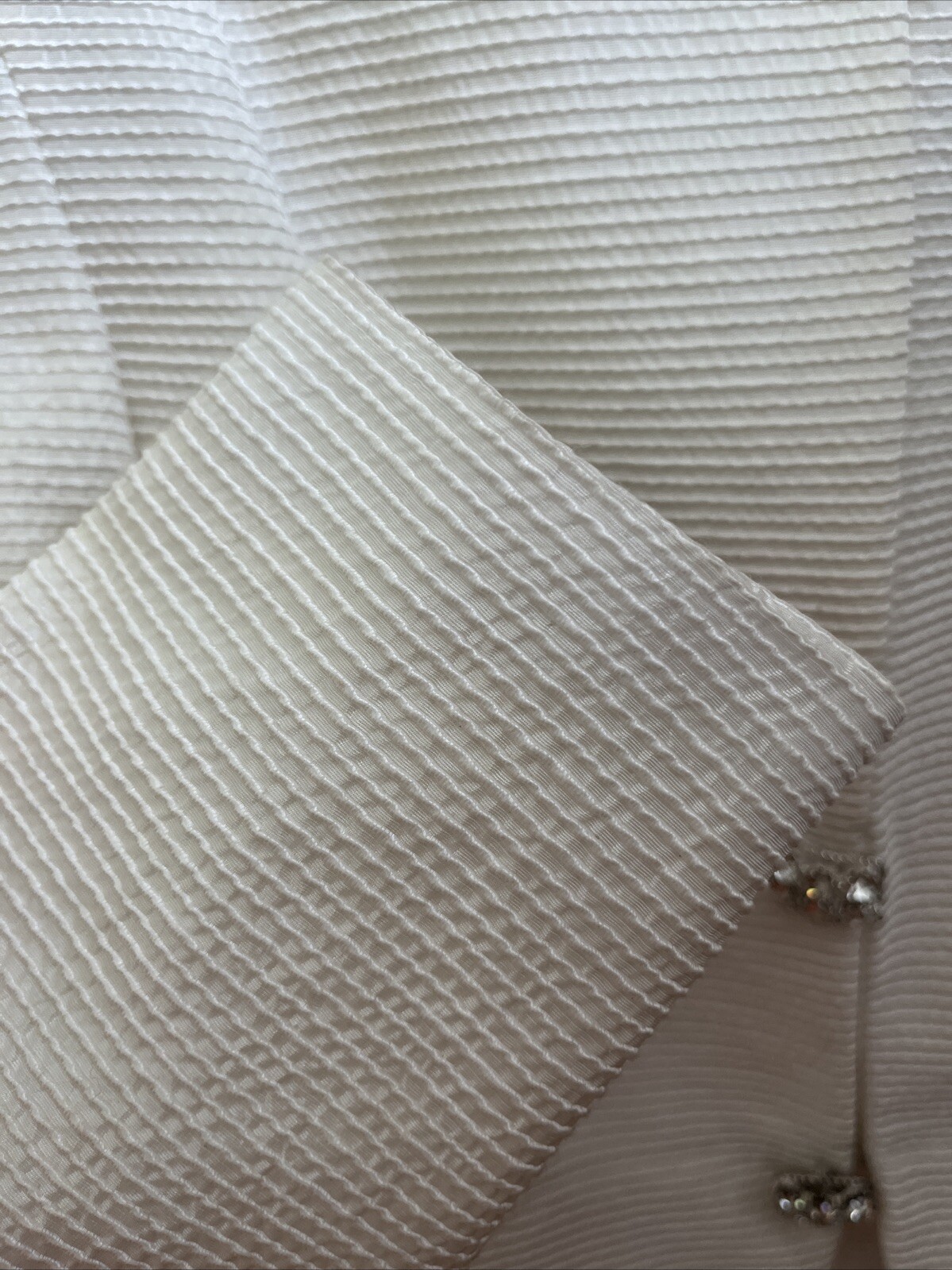 Vintage SILK &lsquo;N SANDERSON Blazer Jacket Off-White RHINESTONE BUTTONS Peplum