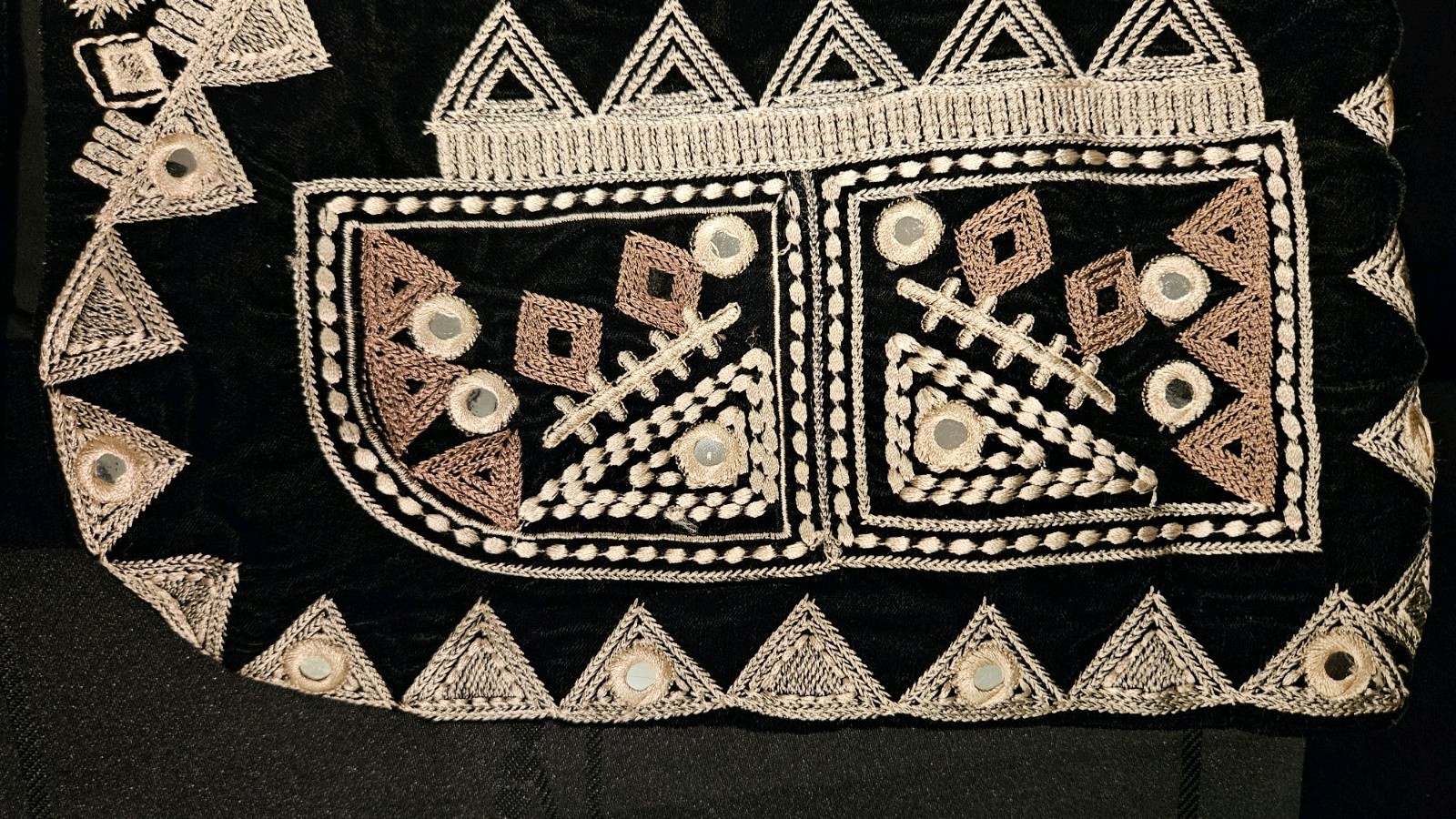 Black Velvet Mirror Work Embroidered Ethnic Vest Waistcoat New With Tags Boho