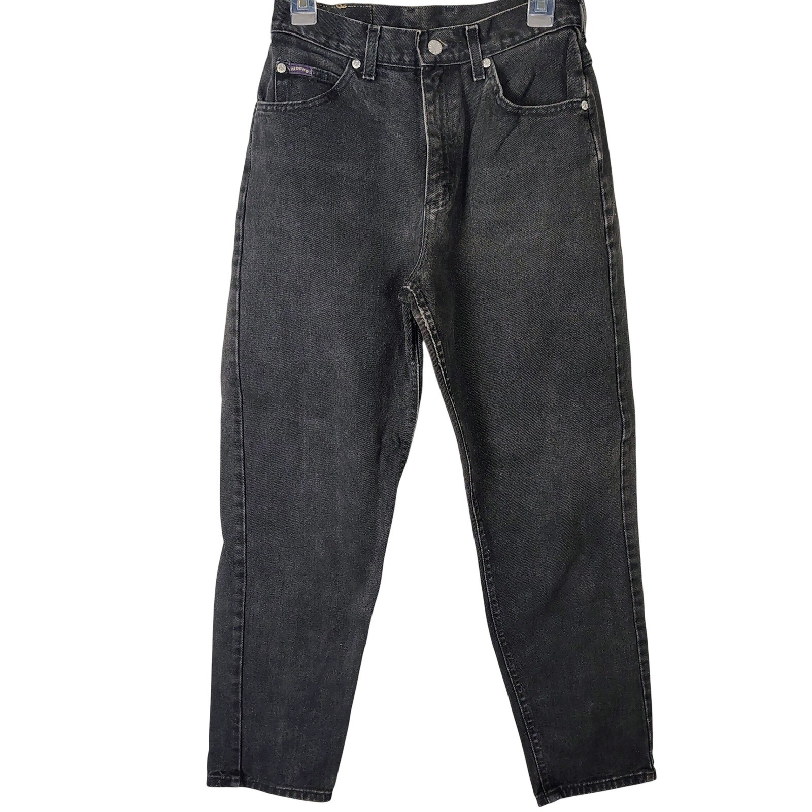 Vintage Riders by Lee High Waisted Mom Jeans Faded Black Tapered Leg 8P Dark emo