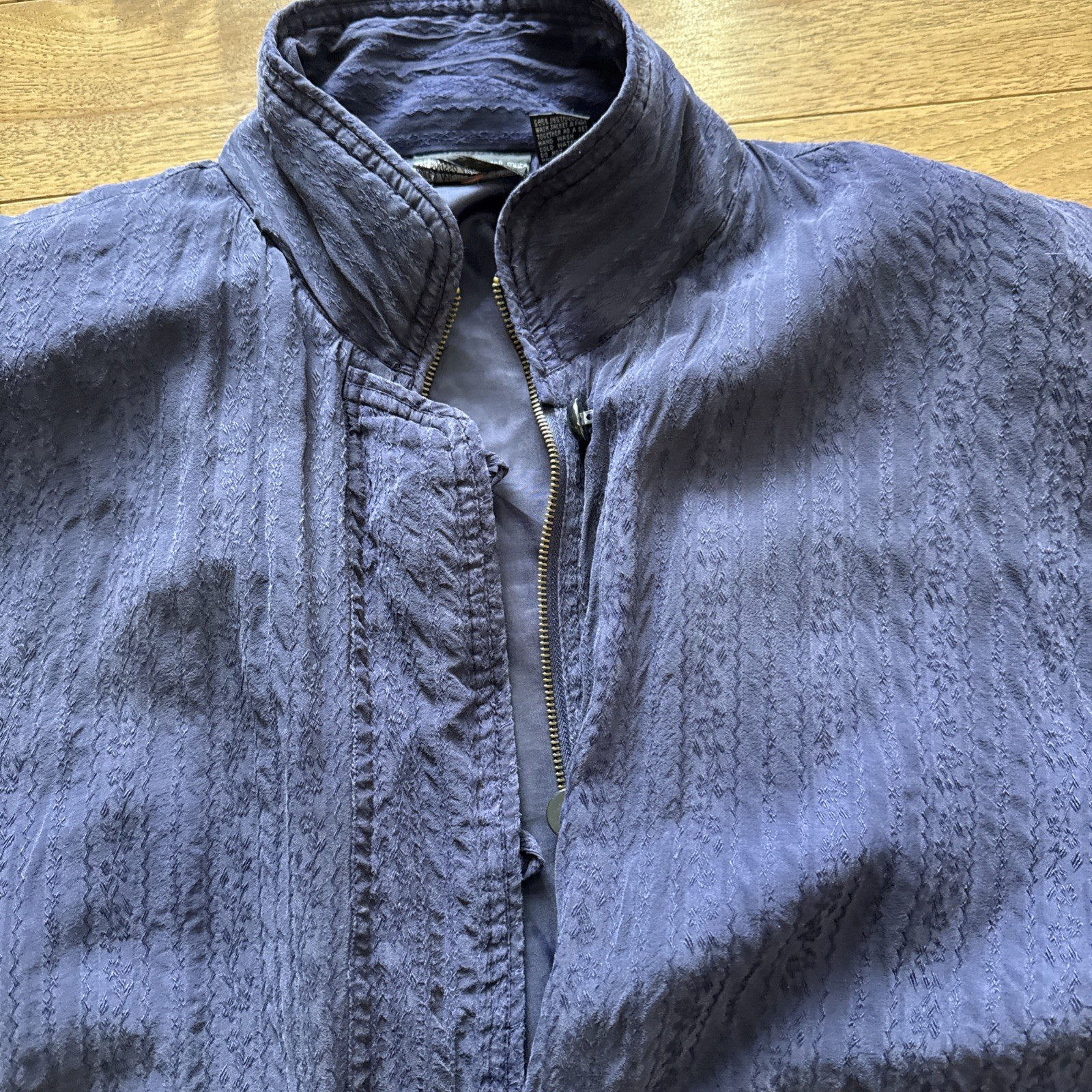 80s Mureli 100 Silk Jacquard Jacket Textured Avant Garde Vtg Windbreaker Golf M