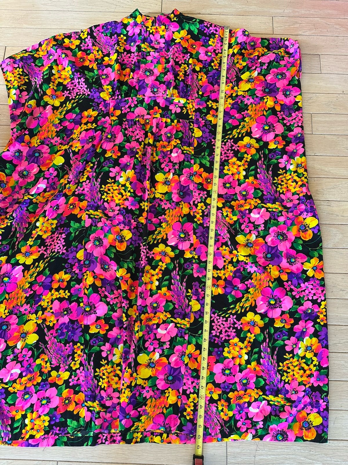 Vtg 60s/70s Hawaiian Psychedelic Floral Caftan Kaftan MUMU Maxi Dress One Size