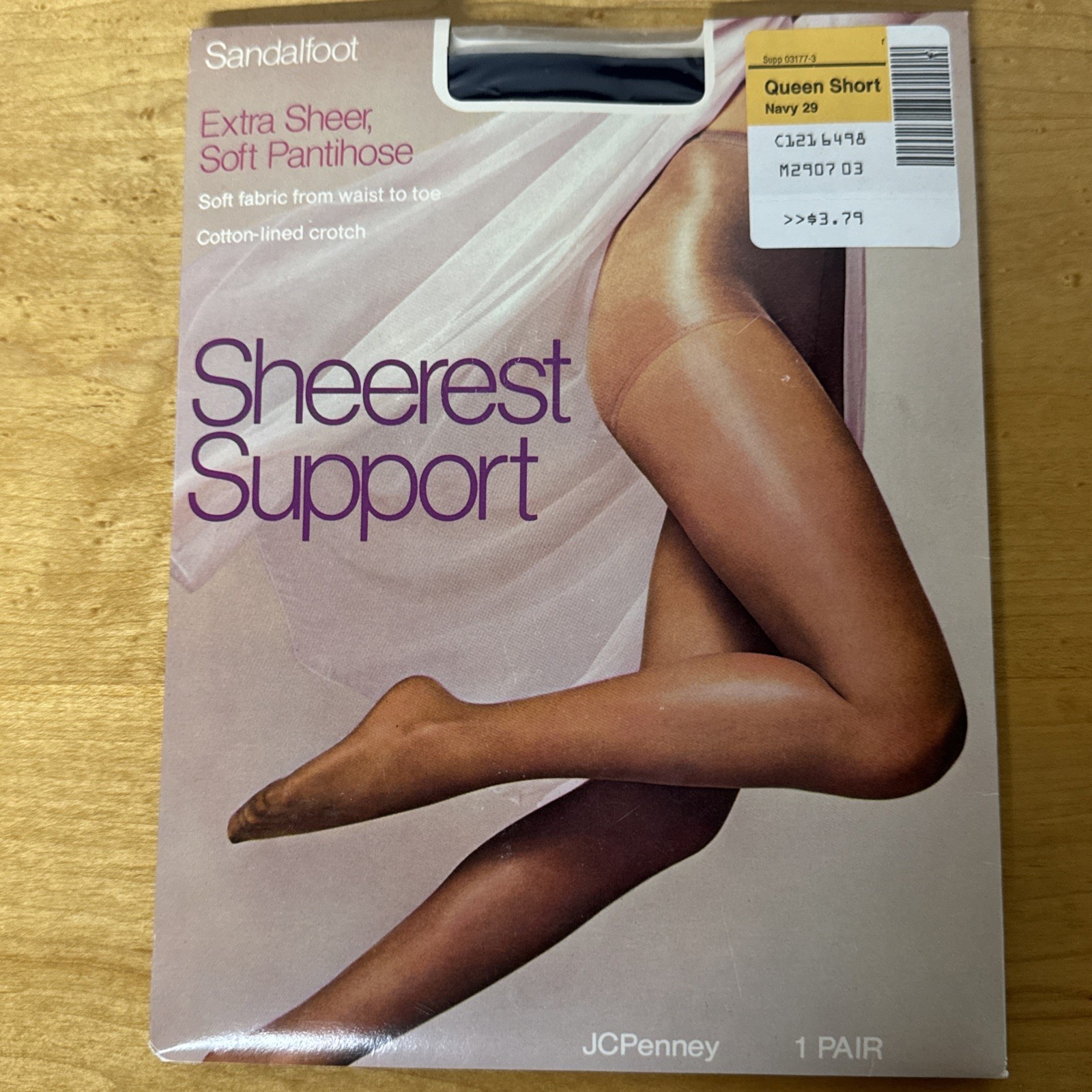 JC PENNEY Sheerest Support Pantyhose Queen Short Navy,Black Velvet,off Black 3pr