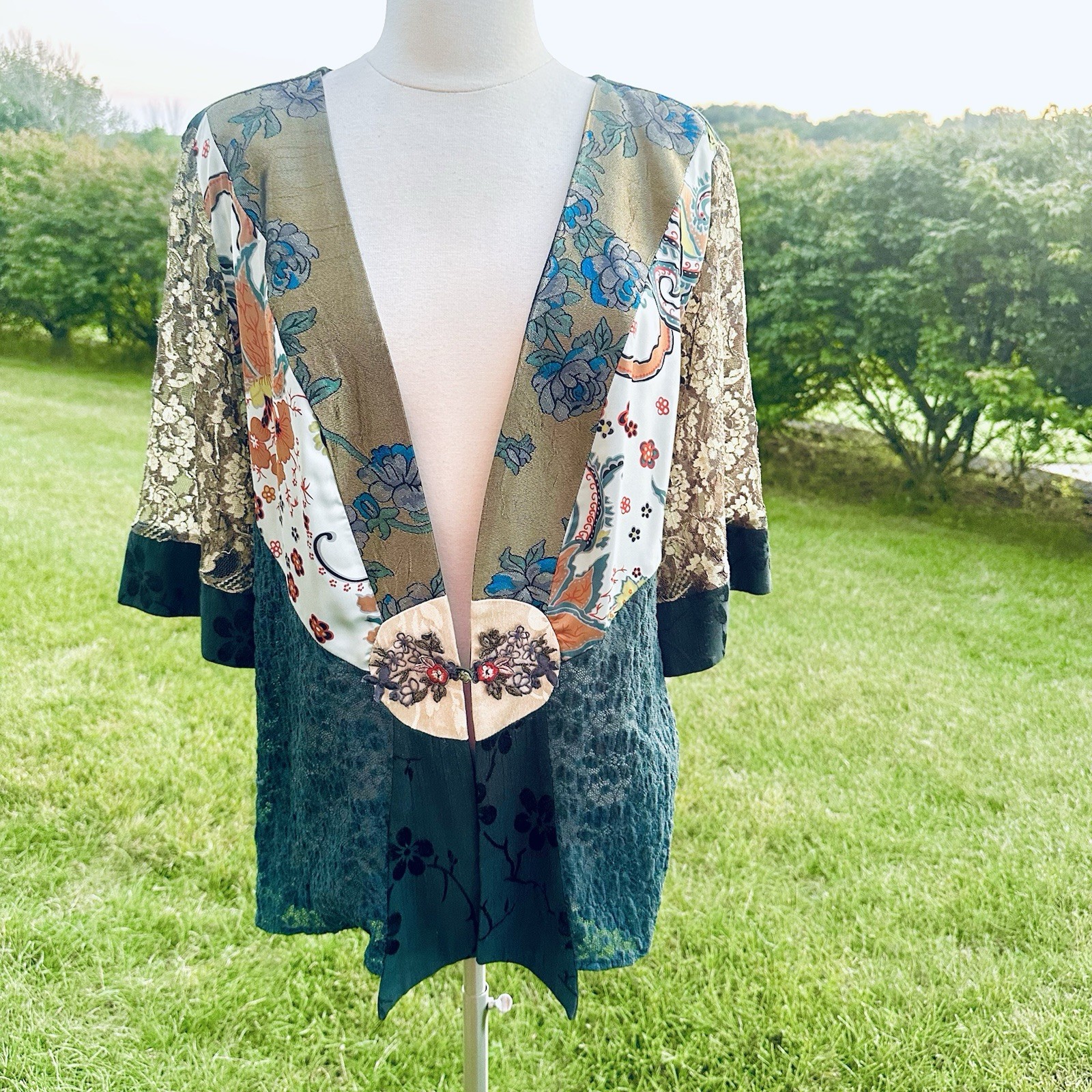 Spencer Alexis vintage mixed-media patchwork kimono top