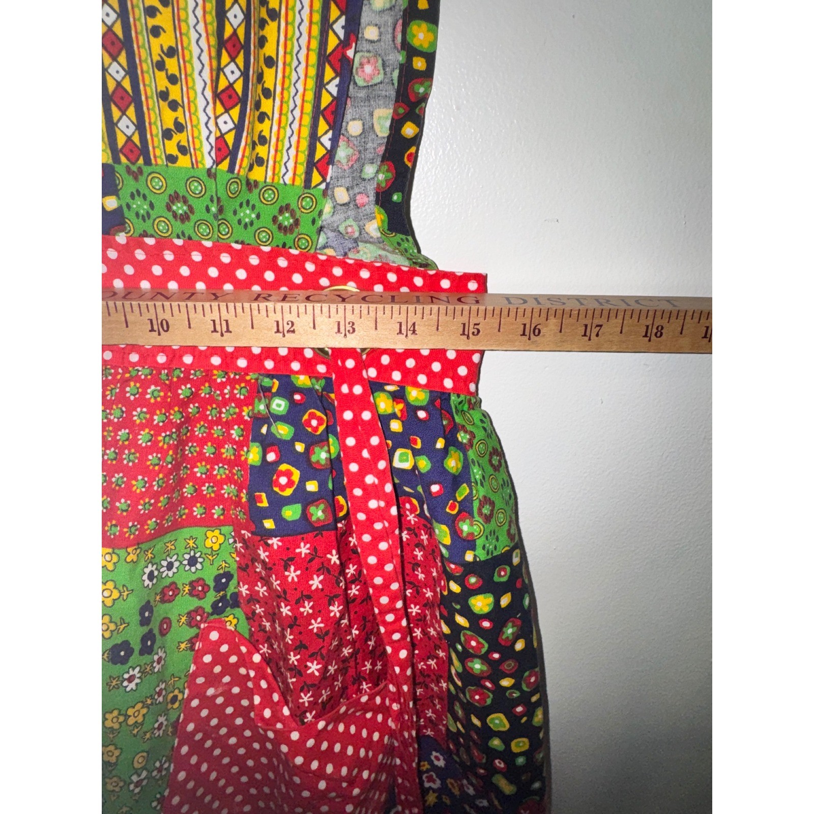 Vtg 70s Kenton Collection Patchwork Maxi Apron Dress Cotton Floral Retro S