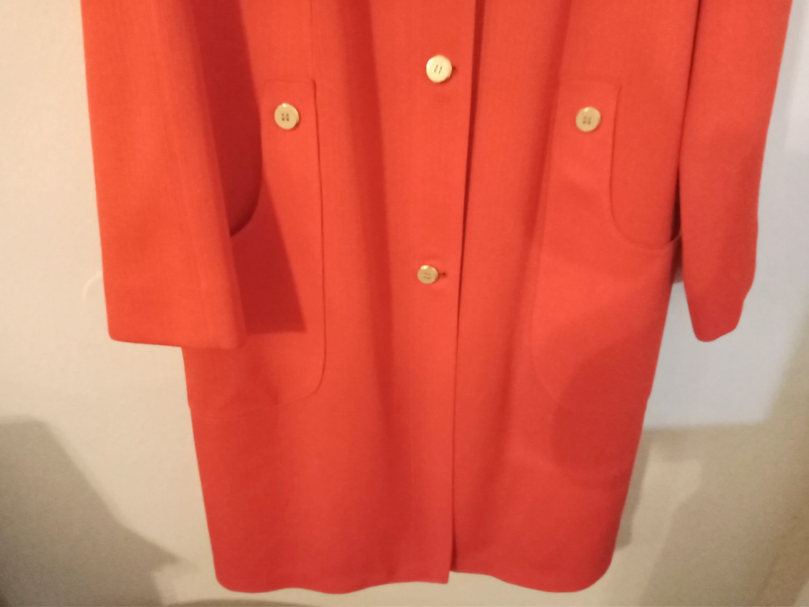 Vintage Mod Misty Harbor Persimmon Orange Coat 16 Tall Brass Buttons