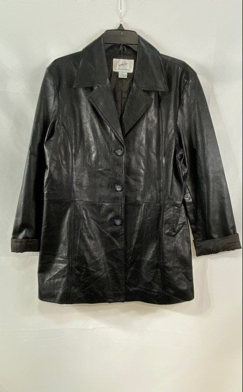 Jacqueline Ferrar Women&rsquo;s Black Lambskin Leather Blazer Jacket Vintage Y2K Sz L