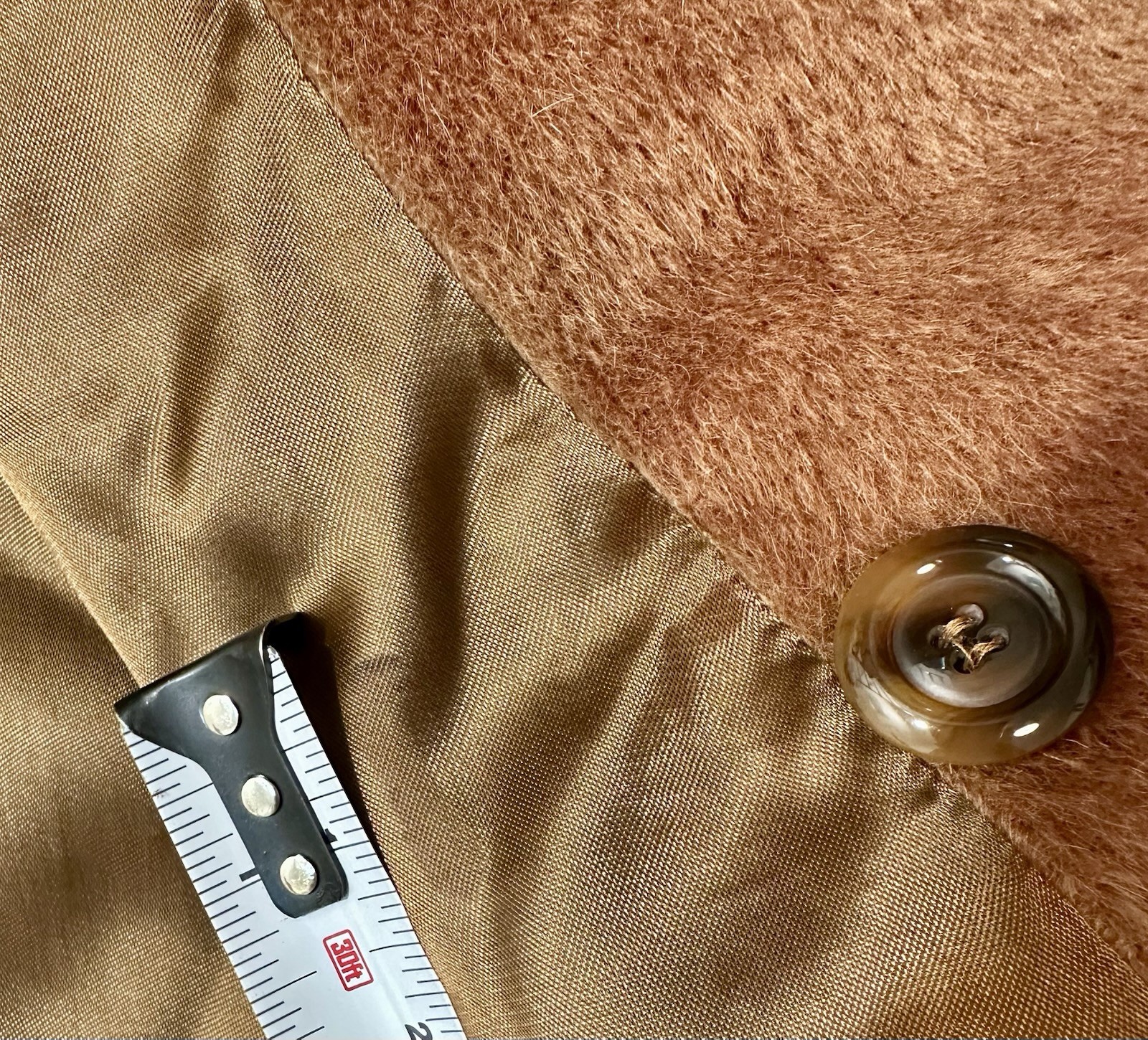 VTG Bill Blass Baby Llama Fur Coat 4 Mid Length Jacket Brown Quiet Luxury Cozy