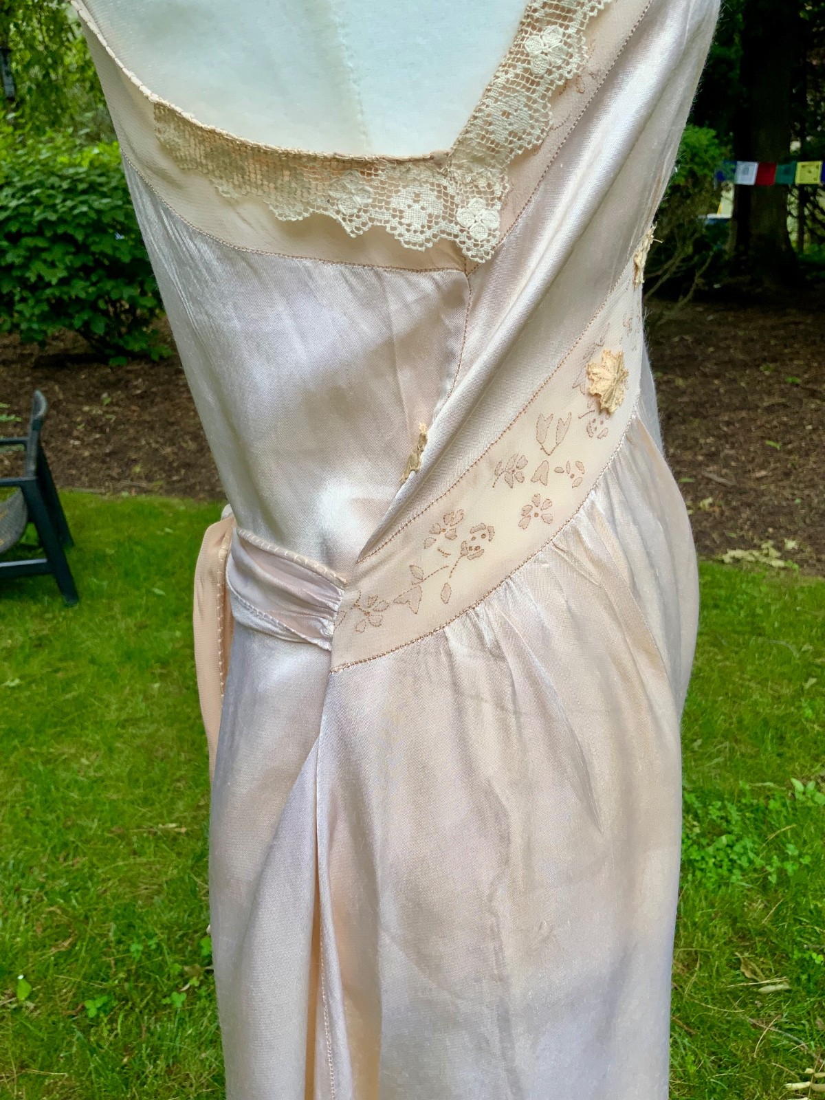 1930s Silk Chiffon Hostess Gown | Blush Pink Boudoir Dress | Restored 30D