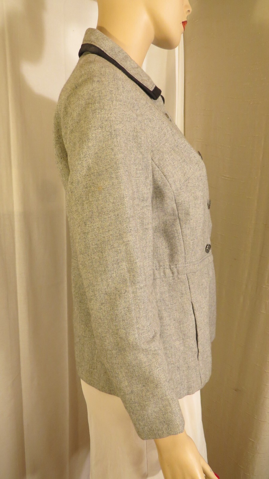 Vintage 40&rsquo;s Gray Wool Jacket Made in Germany with Crest sz S