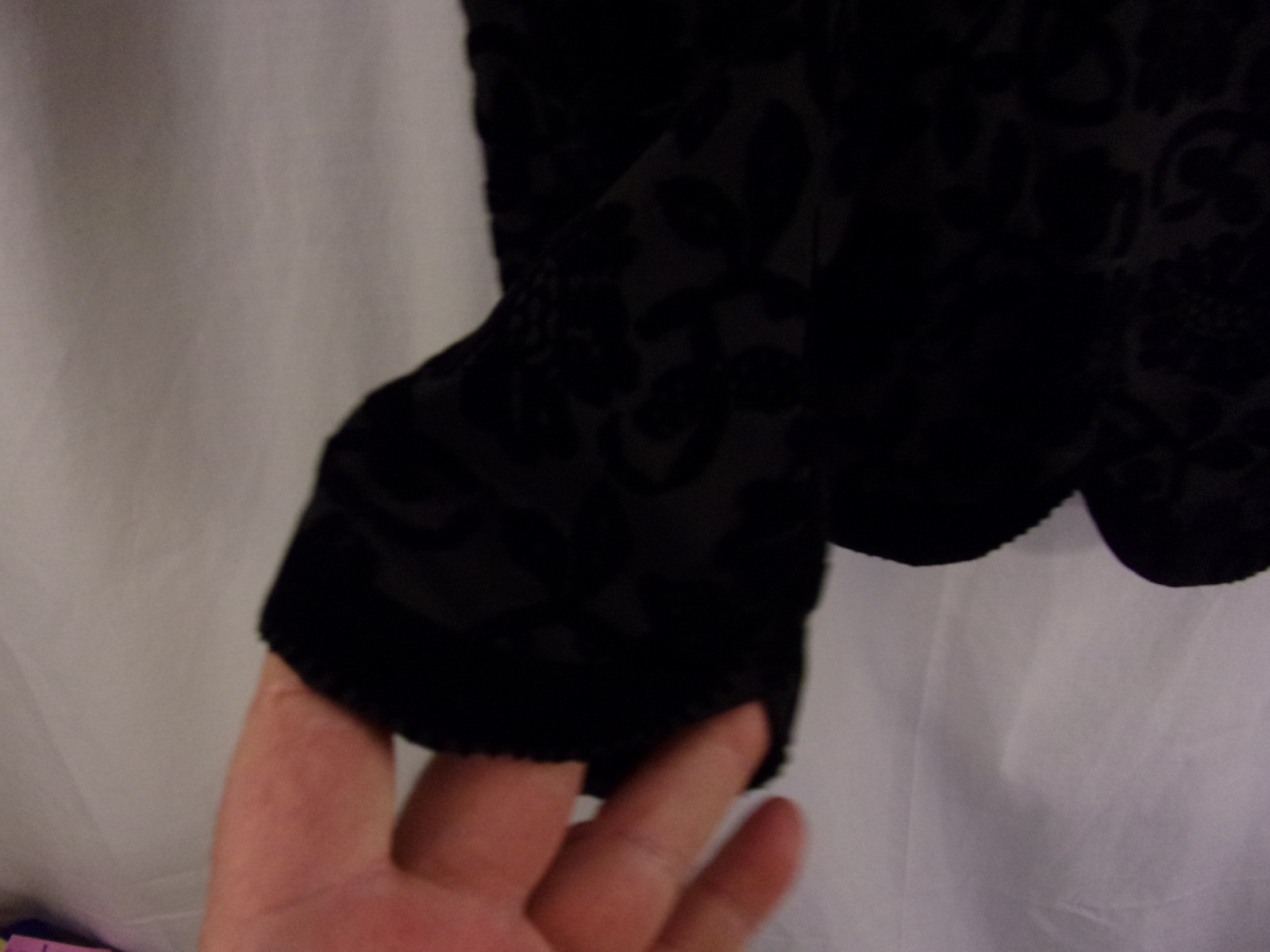 Vintage Janice Wainwright England Black Flocked Velvet Evening Jacket US 10