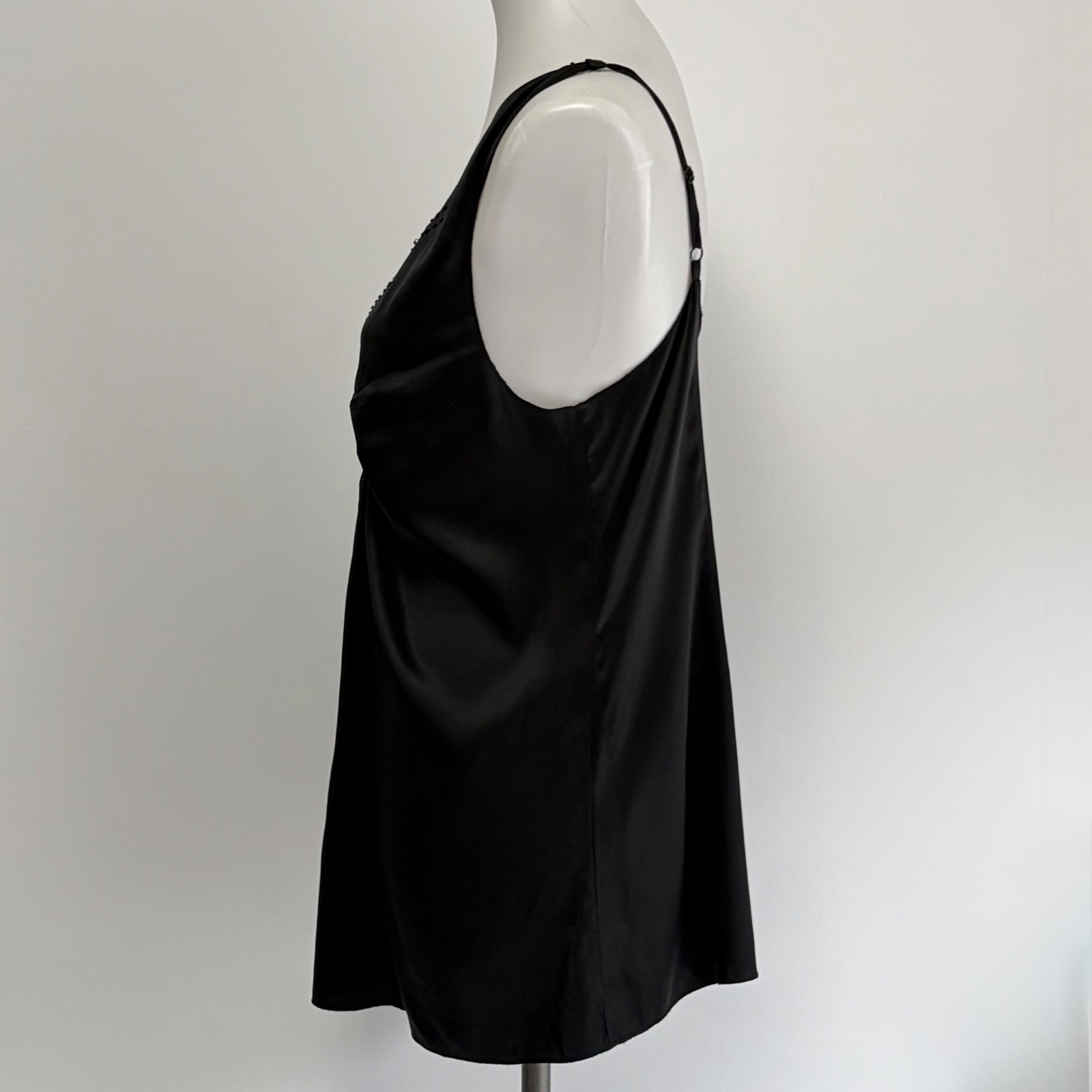 Vintage Moda International Tank Large Black Silk Beaded 90s Minimalist Luxe