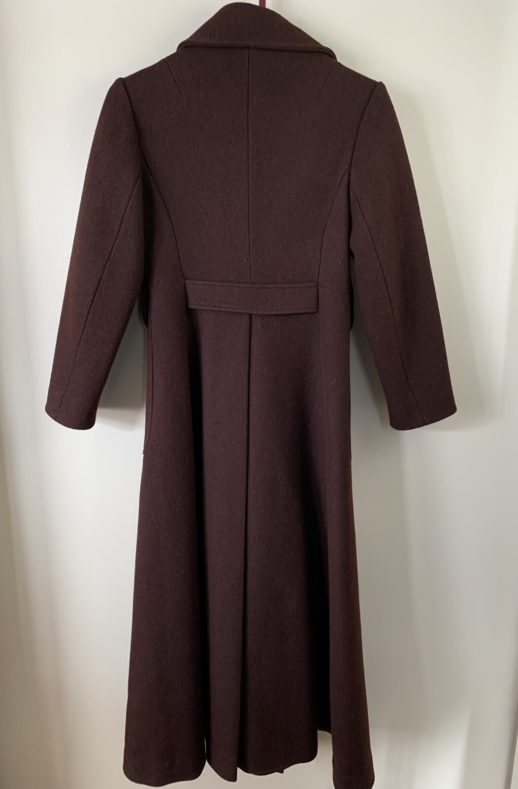 Vintage Womens Wool Double Breasted Long Coat No Size Tag Wine EUC Steam Punk