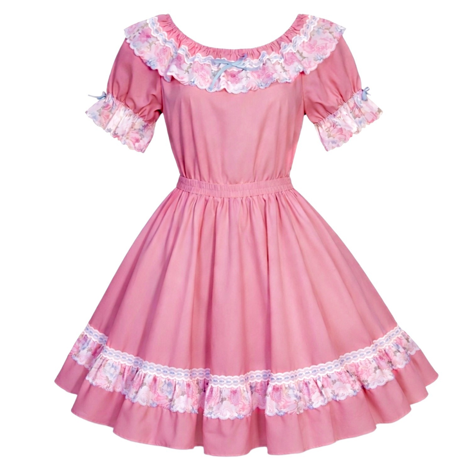 Vintage 1970s Partners Please Malco Modes two-piece prairie Cottage set pink