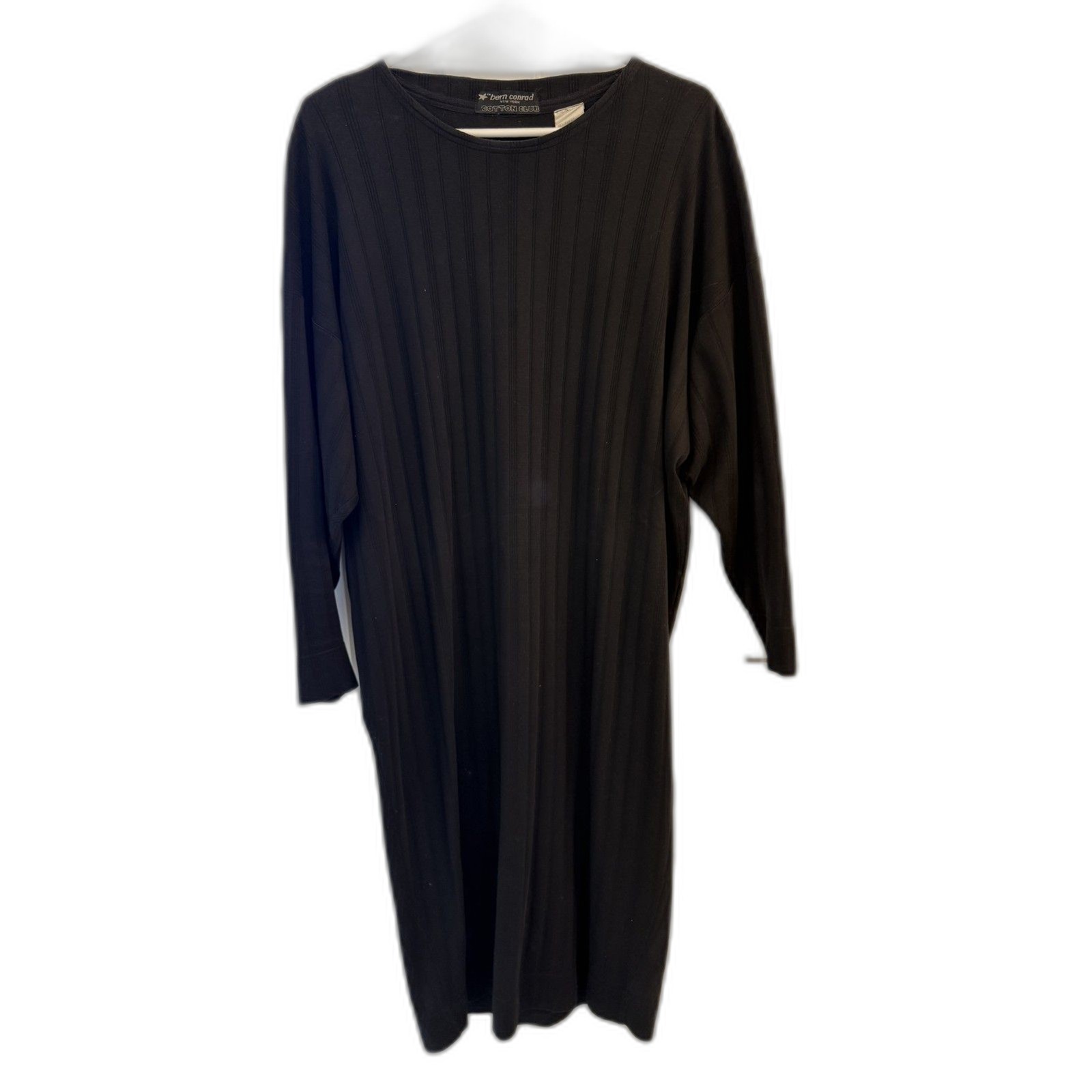 Bern Conrad Cotton Club Black Ribbed Knit Dress Size M