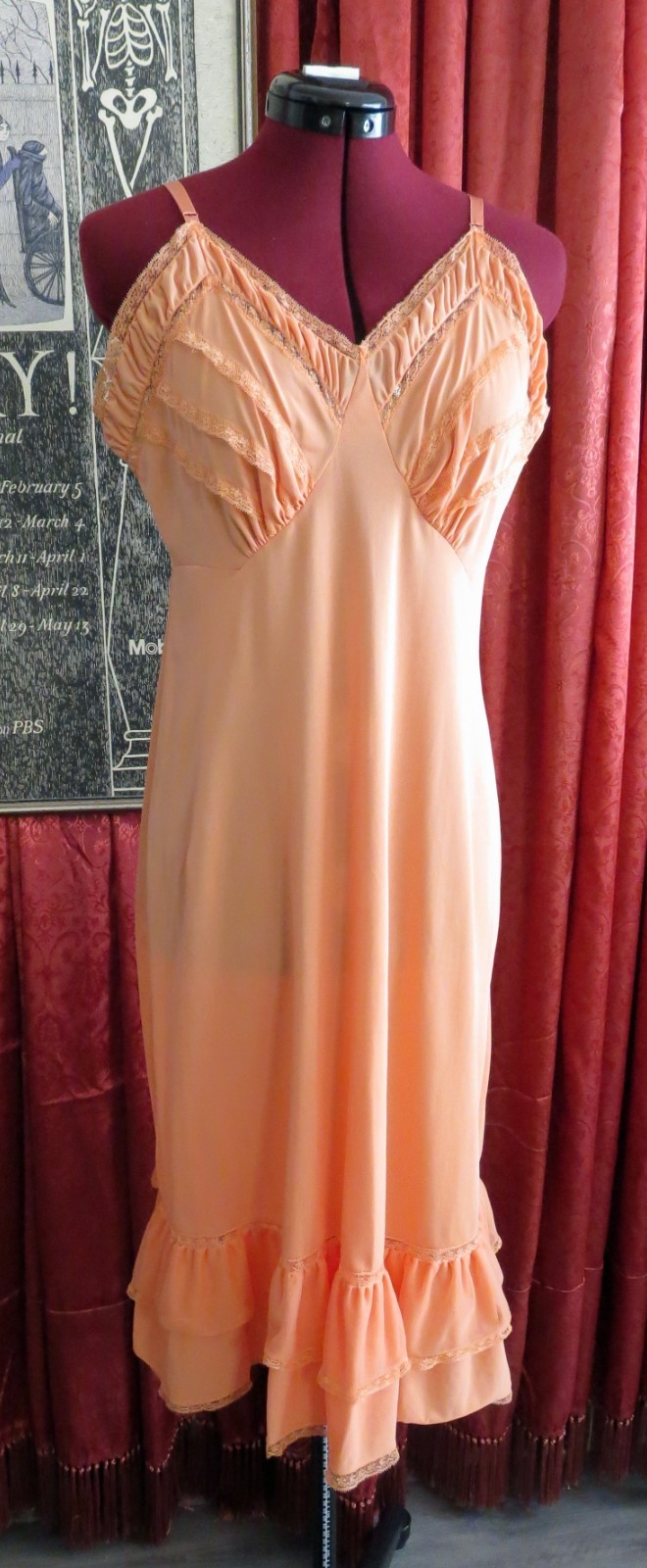 1950s Luxite by Holeproof « Charm » Full Slip Orange L