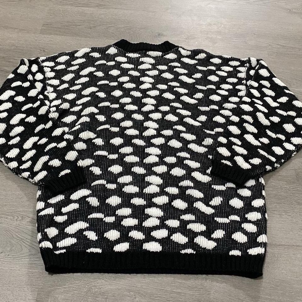 Vintage 80s Dalmatian Cat Teddy Bear Sweater Kitschy Grandma Size 8 / Medium