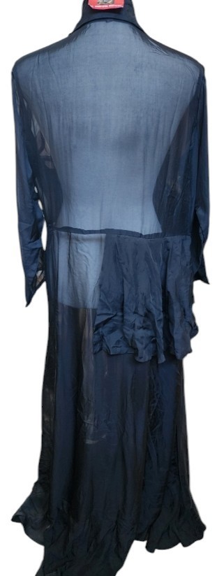 Sheer Black Beaded Duster-Style Jacket Vintage Whimsigoth Size EU 42 US XL