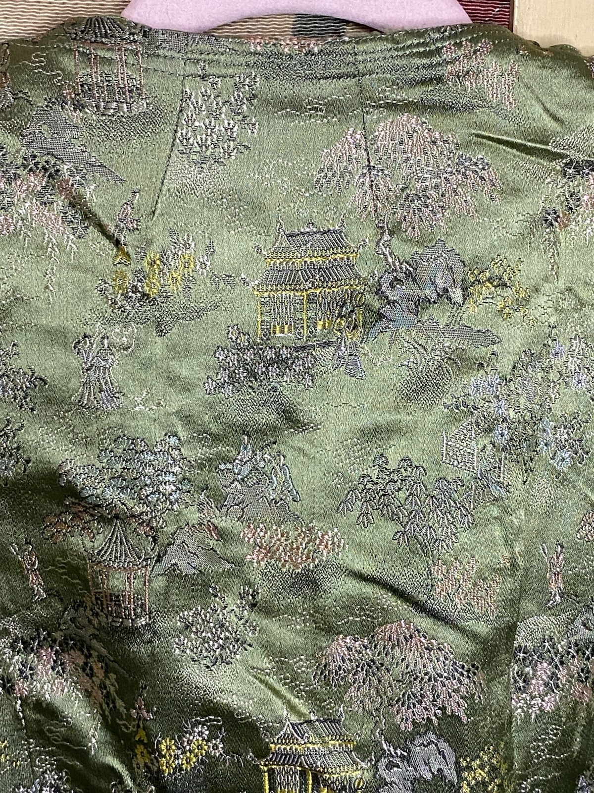 VTG Embroider Estat Regency Brocade Blazer Detail Puff Sleeve XS Oriental Design