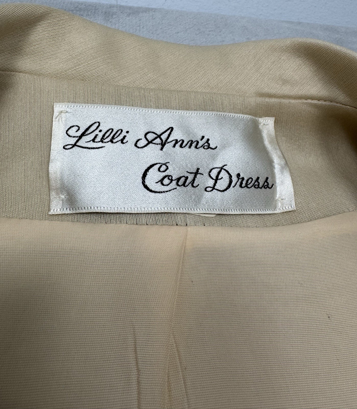 Vintage 50s Lilli Ann Dress Coat Womens Medium Princess Bell Sleeves Linen Pearl